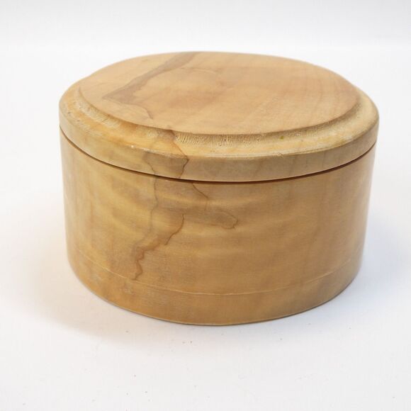 Alaska Birch Burl Wood Trinket Box Round w/Lid Vintage - Picture 2 of 12